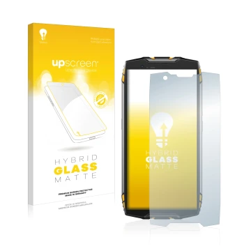 Parte frontale di una confezione del prodotto con il logo del marchio upscreen. Accanto è raffigurato il dispositivo Blackview