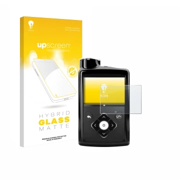 Parte frontale di una confezione del prodotto con il logo del marchio upscreen. Accanto è raffigurato il dispositivo Medtronic