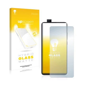 Parte frontale di una confezione del prodotto con il logo del marchio upscreen. Accanto è raffigurato il dispositivo Xiaomi Mi