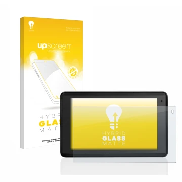 Parte frontale di una confezione del prodotto con il logo del marchio upscreen. Accanto è raffigurato il dispositivo Garmin Ae