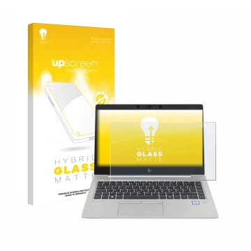 Parte frontale di una confezione del prodotto con il logo del marchio upscreen. Accanto è raffigurato il dispositivo HP EliteB
