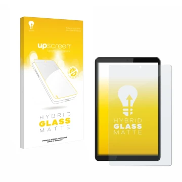 Parte frontale di una confezione del prodotto con il logo del marchio upscreen. Accanto è raffigurato il dispositivo Lenovo Ta