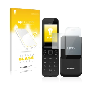 Parte frontale di una confezione del prodotto con il logo del marchio upscreen. Accanto è raffigurato il dispositivo Nokia 272