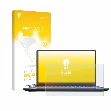 Parte frontale di una confezione del prodotto con il logo del marchio upscreen. Accanto è raffigurato il dispositivo MSI Prest