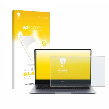 Parte frontale di una confezione del prodotto con il logo del marchio upscreen. Accanto è raffigurato il dispositivo Honor Mag