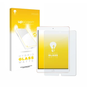 Parte frontale di una confezione del prodotto con il logo del marchio upscreen. Accanto è raffigurato il dispositivo Apple iPa