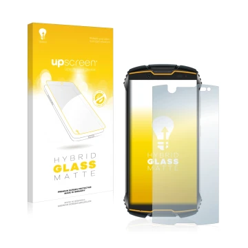 Parte frontale di una confezione del prodotto con il logo del marchio upscreen. Accanto è raffigurato il dispositivo Cubot Kin