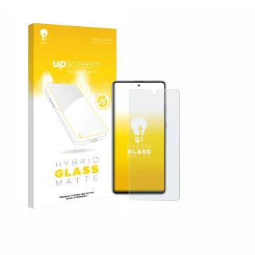 Parte frontale di una confezione del prodotto con il logo del marchio upscreen. Accanto è raffigurato il dispositivo Samsung G