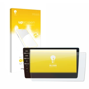 Parte frontale di una confezione del prodotto con il logo del marchio upscreen. Accanto è raffigurato il dispositivo Volkswage