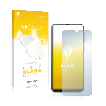 Parte frontale di una confezione del prodotto con il logo del marchio upscreen. Accanto è raffigurato il dispositivo Samsung G