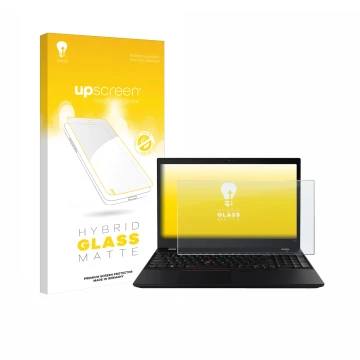 Parte frontale di una confezione del prodotto con il logo del marchio upscreen. Accanto è raffigurato il dispositivo Lenovo Th