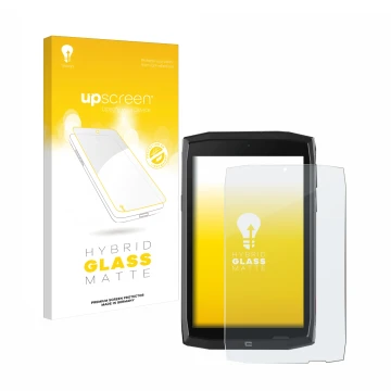 Parte frontale di una confezione del prodotto con il logo del marchio upscreen. Accanto è raffigurato il dispositivo Crosscall