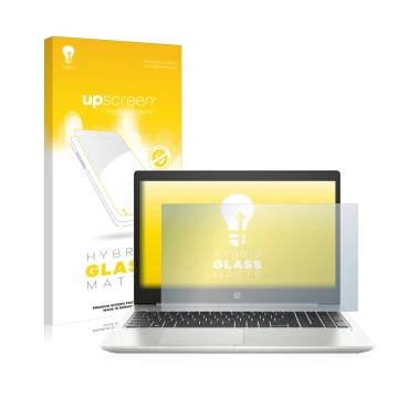 Parte frontale di una confezione del prodotto con il logo del marchio upscreen. Accanto è raffigurato il dispositivo HP ProBoo