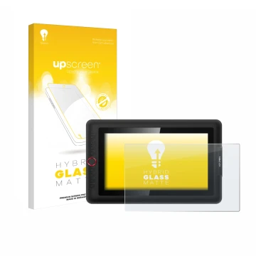 Parte frontale di una confezione del prodotto con il logo del marchio upscreen. Accanto è raffigurato il dispositivo XP-Pen Ar