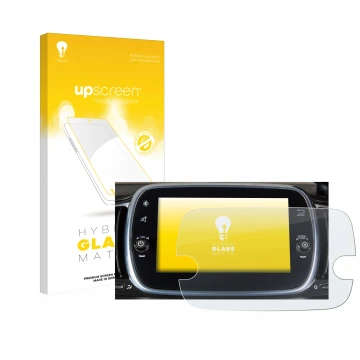 Parte frontale di una confezione del prodotto con il logo del marchio upscreen. Accanto è raffigurato il dispositivo Fiat 595 