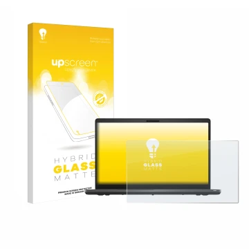 Parte frontale di una confezione del prodotto con il logo del marchio upscreen. Accanto è raffigurato il dispositivo Dell Lati