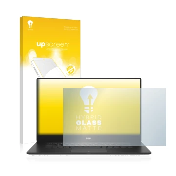 Parte frontale di una confezione del prodotto con il logo del marchio upscreen. Accanto è raffigurato il dispositivo Dell Prec