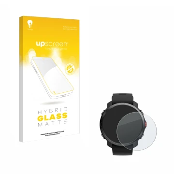 Parte frontale di una confezione del prodotto con il logo del marchio upscreen. Accanto è raffigurato il dispositivo Polar Gri