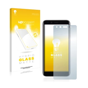 Parte frontale di una confezione del prodotto con il logo del marchio upscreen. Accanto è raffigurato il dispositivo Emporia S