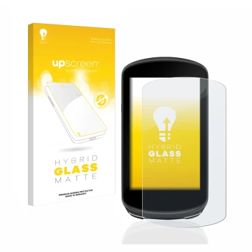 Parte frontale di una confezione del prodotto con il logo del marchio upscreen. Accanto è raffigurato il dispositivo Garmin Ed