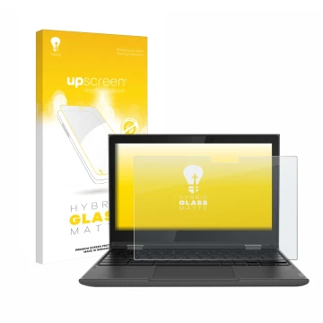 Parte frontale di una confezione del prodotto con il logo del marchio upscreen. Accanto è raffigurato il dispositivo Lenovo 30