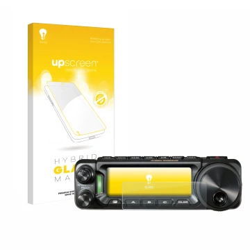 Parte frontale di una confezione del prodotto con il logo del marchio upscreen. Accanto è raffigurato il dispositivo Yaesu FT-