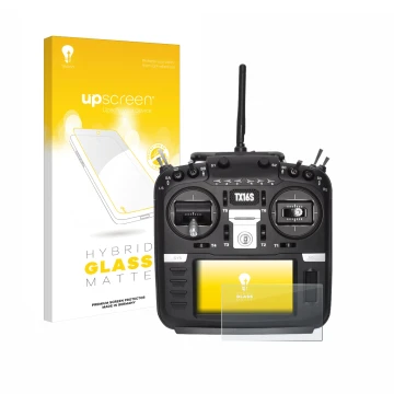 Parte frontale di una confezione del prodotto con il logo del marchio upscreen. Accanto è raffigurato il dispositivo Radiomast