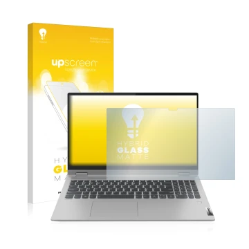 Parte frontale di una confezione del prodotto con il logo del marchio upscreen. Accanto è raffigurato il dispositivo Lenovo Id