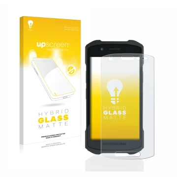 Parte frontale di una confezione del prodotto con il logo del marchio upscreen. Accanto è raffigurato il dispositivo Zebra TC2