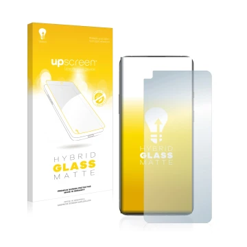 Parte frontale di una confezione del prodotto con il logo del marchio upscreen. Accanto è raffigurato il dispositivo OnePlus 8