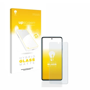 Parte frontale di una confezione del prodotto con il logo del marchio upscreen. Accanto è raffigurato il dispositivo Xiaomi Po