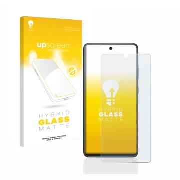 Parte frontale di una confezione del prodotto con il logo del marchio upscreen. Accanto è raffigurato il dispositivo Samsung G