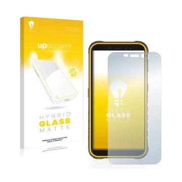 Parte frontale di una confezione del prodotto con il logo del marchio upscreen. Accanto è raffigurato il dispositivo Ulefone A