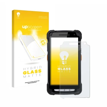 Parte frontale di una confezione del prodotto con il logo del marchio upscreen. Accanto è raffigurato il dispositivo Point Mob