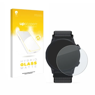 Parte frontale di una confezione del prodotto con il logo del marchio upscreen. Accanto è raffigurato il dispositivo Coros Pac