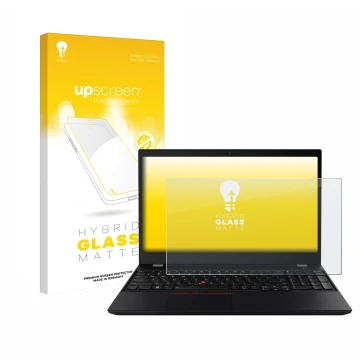 Parte frontale di una confezione del prodotto con il logo del marchio upscreen. Accanto è raffigurato il dispositivo Lenovo Th