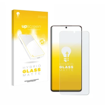 Parte frontale di una confezione del prodotto con il logo del marchio upscreen. Accanto è raffigurato il dispositivo Samsung G