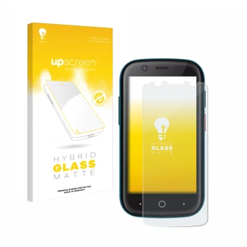 Parte frontale di una confezione del prodotto con il logo del marchio upscreen. Accanto è raffigurato il dispositivo Unihertz 