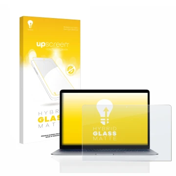 Parte frontale di una confezione del prodotto con il logo del marchio upscreen. Accanto è raffigurato il dispositivo Apple Mac