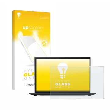 Parte frontale di una confezione del prodotto con il logo del marchio upscreen. Accanto è raffigurato il dispositivo Lenovo Th