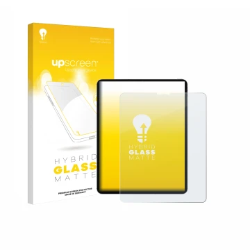 Parte frontale di una confezione del prodotto con il logo del marchio upscreen. Accanto è raffigurato il dispositivo Apple iPa