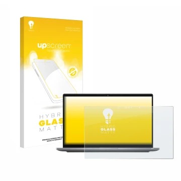 Parte frontale di una confezione del prodotto con il logo del marchio upscreen. Accanto è raffigurato il dispositivo Dell Lati