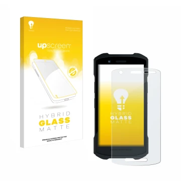 Parte frontale di una confezione del prodotto con il logo del marchio upscreen. Accanto è raffigurato il dispositivo Zebra TC2