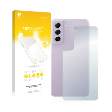 Parte frontale di una confezione del prodotto con il logo del marchio upscreen. Accanto è raffigurato il dispositivo Samsung G