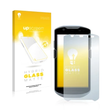 Parte frontale di una confezione del prodotto con il logo del marchio upscreen. Accanto è raffigurato il dispositivo Zebra TC5