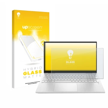 Parte frontale di una confezione del prodotto con il logo del marchio upscreen. Accanto è raffigurato il dispositivo HP Pavili