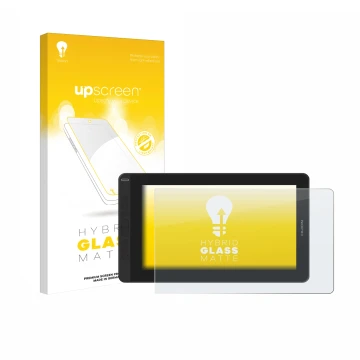 Parte frontale di una confezione del prodotto con il logo del marchio upscreen. Accanto è raffigurato il dispositivo Huion Kam