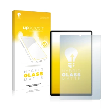 Parte frontale di una confezione del prodotto con il logo del marchio upscreen. Accanto è raffigurato il dispositivo Lenovo Ta