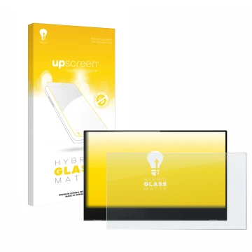 Parte frontale di una confezione del prodotto con il logo del marchio upscreen. Accanto è raffigurato il dispositivo Lenovo Th