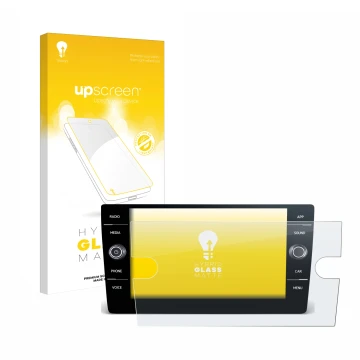 Parte frontale di una confezione del prodotto con il logo del marchio upscreen. Accanto è raffigurato il dispositivo Volkswage